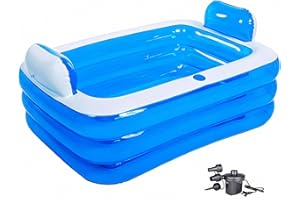 Double Inflatable Bathtub for Adults with Electric Air Pump, Portable 2-Person Spa Tub for Outdoor/Indoor Use, Includes Bath 
