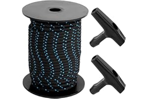 3mm/0.12in 100ft Starter Pull Cord, Recoil Starter Rope with 2 Handles High Wear-Resistant Low Stretch Replacement Part Small