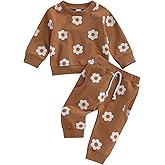Hnyenmcko Newborn Baby Girl Clothes Waffle Long Sleeve Floral Sweatshirt Shirt Top + Pants Infant Fall Winter Outfits Set