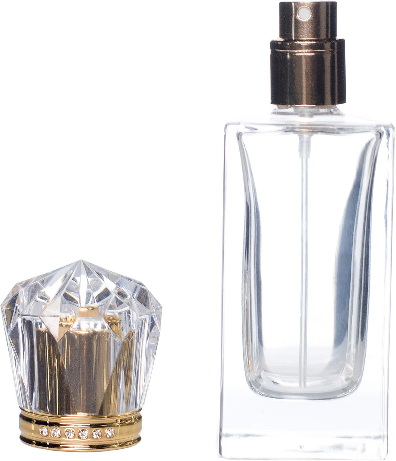 Zénitude Glassworks 50ml Empty Glass Perfume Spray Bottle Atomiser Refillable Crystal Cap (Gold), 50 ml - Image 3