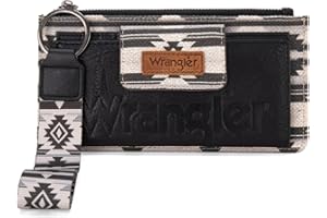 Wrangler Wallet Purse for Women Aztec Clutch Wristlet Wallet with Boho Credit Card Holder