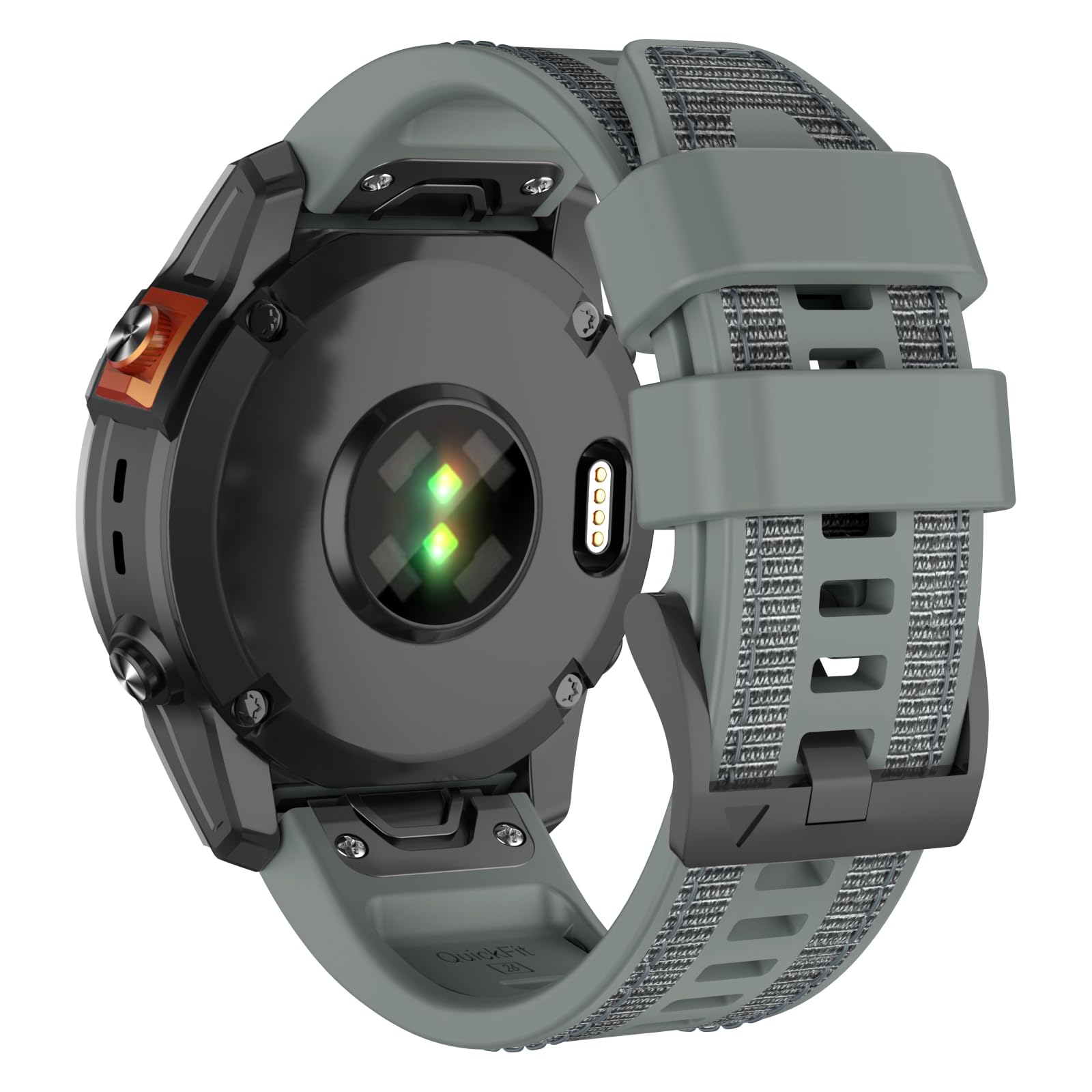 MYSNBKN 26mm Quick Fit Strap for Fenix 8 51mm/Fenix 7X Pro/Fenix 7X/Fenix 6X/Fenix 6X Pro/Fenix 5X/Fenix 5X Plus/Fenix 3/Fenix 3 HR, Nylon Patch Silicone Replacement Watch Strap