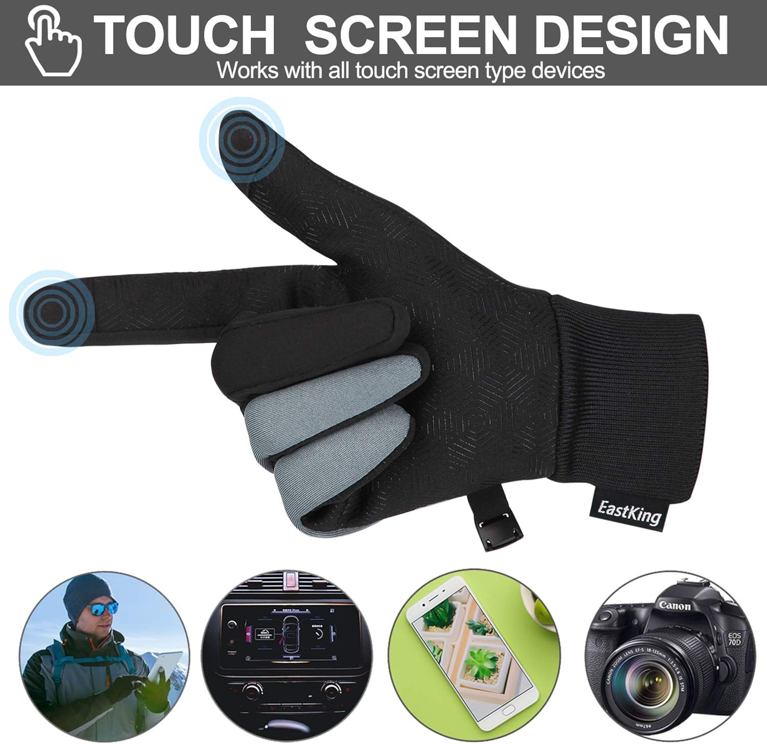 Winter Gloves for Men Women,Touch Screen Windproof Cold Weather Warm Gloves for Running Cycling Biking Hiking: Clothing