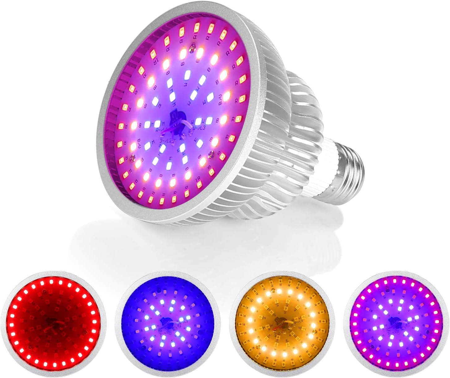 E26/27 Plant Growing Light Bulb, 50W LED Plant Light Full Spectrum Grow Lamp with Timer for Veg & Bloom, LED Bulb for Plant Growing Indoor Gardening Greenhouse