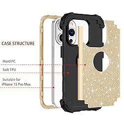 LONTECT for iPhone 15 Pro Max Case Glitter Sparkly
