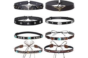 choyaxo 8 Pcs Cowboy Hat Band Ethnic Western Hat Bands Cowboy Hat Belt for Women Cowgirl Men, Multi, One Size