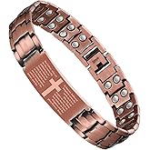 Jecanori Copper Cross Bracelet for Men, 2X Strength Magnetic Bracelets for Men, Adjustable Copper Jewelry with Sizing Tool