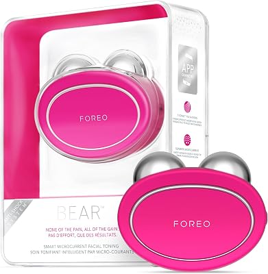 FOREO BEAR Electric Microcurrent Facial Massager - Define o contorno da mandíbula - Lifting facial não invasivo - Antirrugas - Seguro e indolor - Fuchsia