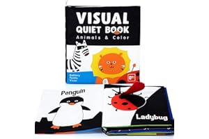 beiens Soft Baby Books, High Contrast Black and White Books NonToxic Fabric Touch and Feel Crinkle Cloth Books Early Educational Stimulation Toys for Infants Toddlers, Baby Girl & Baby Boy Gift Animal