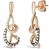 Le Vian 1/3 Carat White and Chocolate Diamond Dangle Drop Earrings for Women I 14k Rose Gold Earrings for Her (Fancy Brown/G-H, VS2-SI1, cttw) Chocolatier Spiral with Push Backs