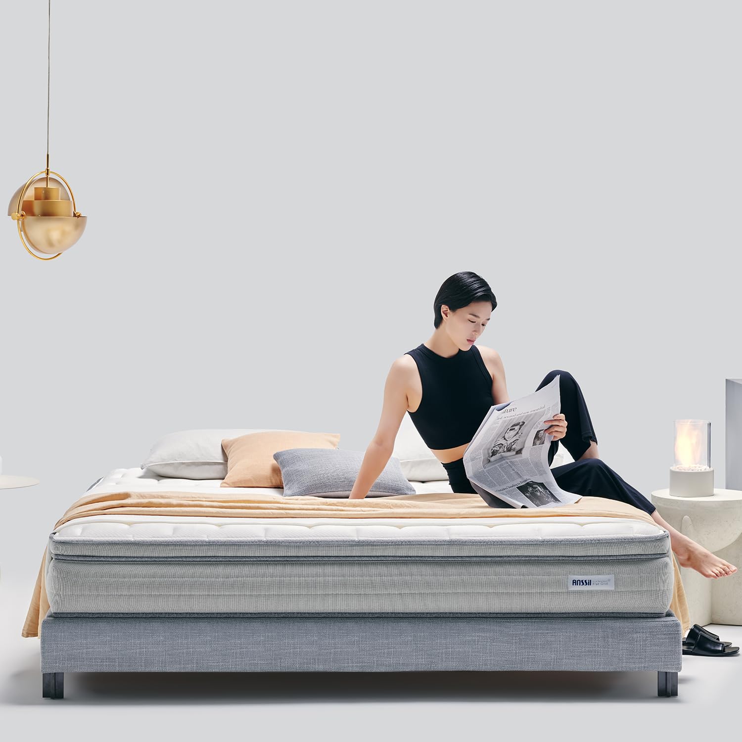 Photo 1 of ANSSIL String Mattress King Size - Extra Firm Mattress with No Spring and 3D String Technology - Included Controller for Customizable Firmness - Hygienic and Lasting, No Chemical, 11” Bed Height