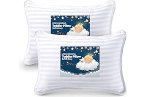 Utopia Bedding Toddler Pillow (White, 2 Pack), 13x18 Toddler Pillows for Sleeping, Soft and Breathable Cotton Blend Shell, Po