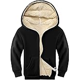 Rousytn Unisex Boys Girls Sherpa Lined Fleece Jacket Hoodie Kids Warm Winter Zip Up Hooded Sweatshirt Jackets Coat 4-15Y