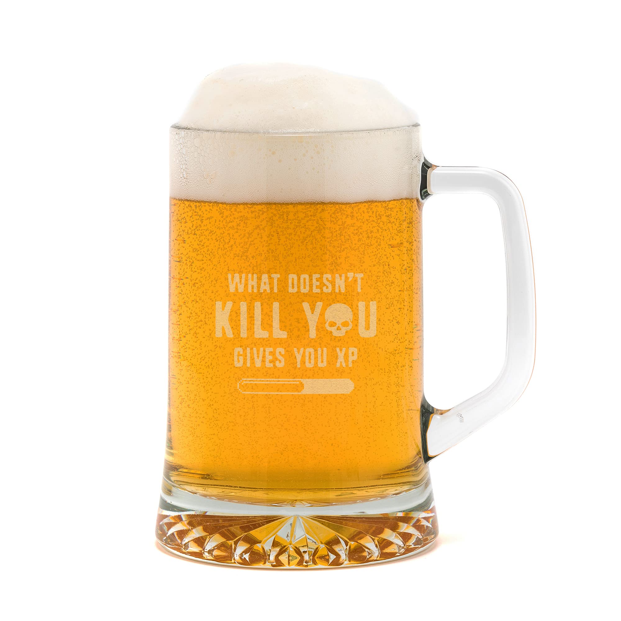 What Doesn't Kill You Gives You XP Engraved Beer Glass Tankard for Gamers - Funny Gaming Gifts for Men or Women…