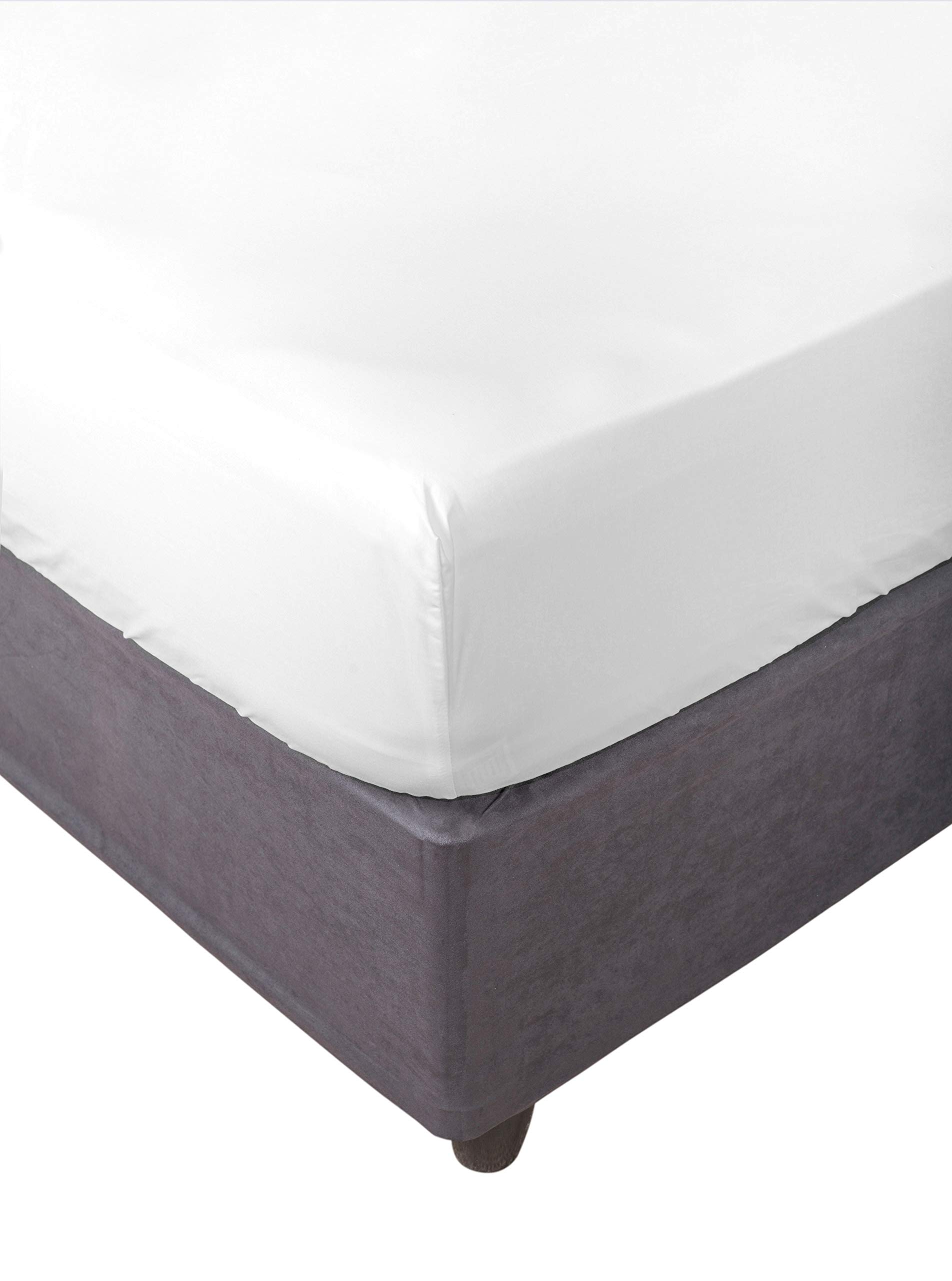 Miracle Home. Fitted Sheet, Elastic, Soft, Comfortable, Anti-Pilling. Cotton 50% 50% Polyester. White. 180 x 200 cm