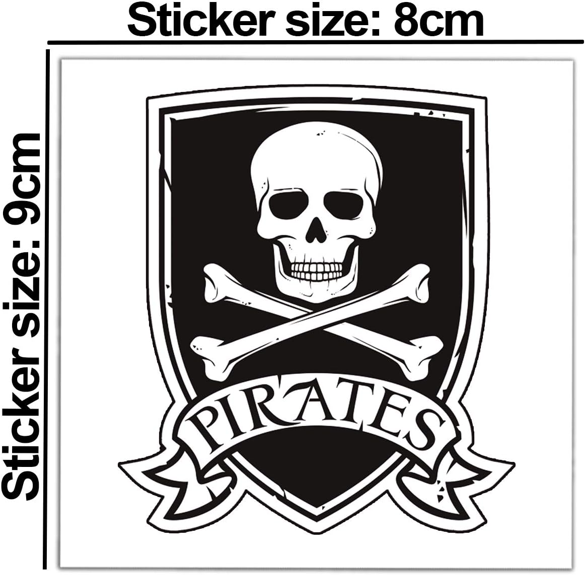 SkinoEu® 2 x Self-Adhesive Vinyl Decal Pirates Flag Jolly Roger Skull and Bones Funny Stickers Car Window Auto Moto Motorcycle Helmet Bike Skate Truck Racing Tuning Laptop iPad Phone B 243 - Image 3