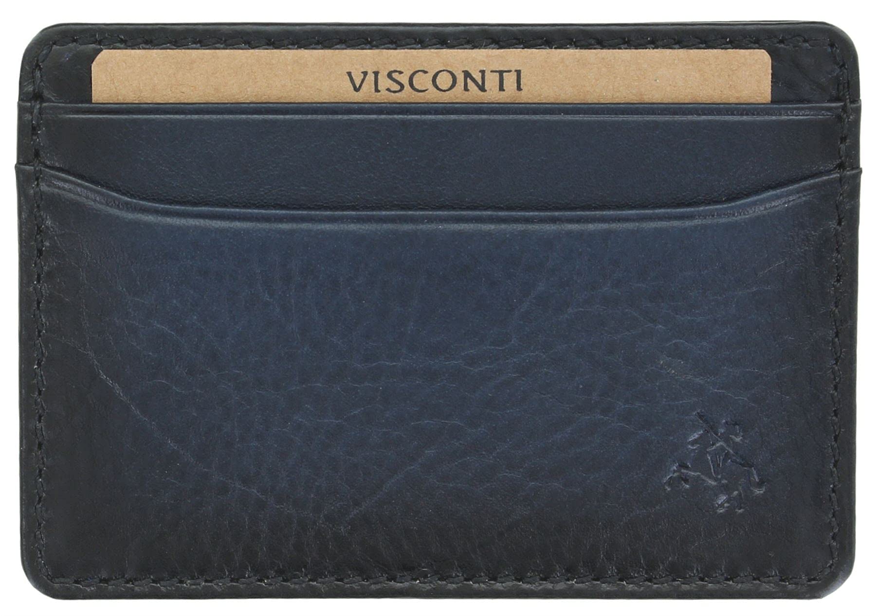 VISCONTI Atelier Collection Evan Leather Credit Card Holder RFID Blocking AT54 Burnished Blue