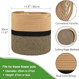 Tenn Well 30cm Indoor Plant Pot Basket with Liner Cotton Woven Storage Black view 3
