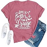 TUPOSU Cruise Shirts for Women Trip T-Shirts Summer Vacation Squad Tee Tops