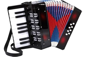 BGMUSER Accordion 17 Piano keys 8 Bass Button Kids Accordion Musical Instrument Mini Beginner Accordian Toy Gift (Black)