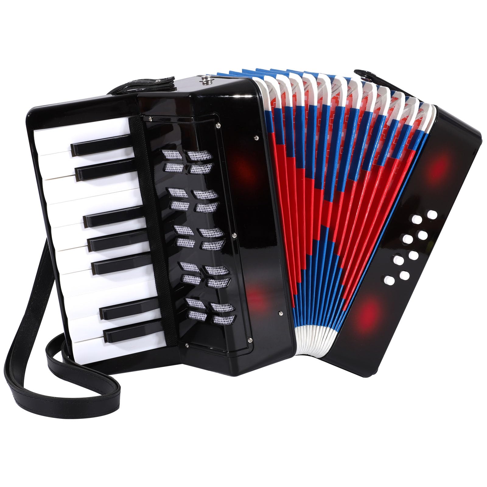Photo 1 of BGMUSER Accordion 17 Piano keys 8 Bass Button Kids Accordion Musical Instrument Mini Beginner Accordian Toy Gift (Black)