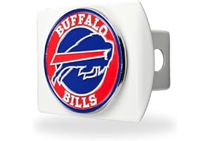 Buffalo Bills NFL White Metal Hitch Cover with 3D Colored Team Logo by FANMATS - Unique Round Molded Design – Easy Installation on Truck, SUV, Car - Ideal Gift for Die Hard Football Fan