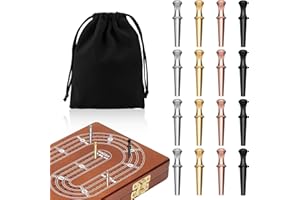 Chris.W 16Pcs Cribbage Pegs, Metal Cribbage Board Pegs with Drawstring Storage Pouch Fit 1/8 Holes with a Tapered Design, Eas