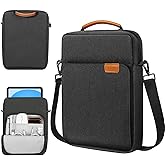 TiMOVO 9-11 Inch Tablet Sleeve Bag with Shoulder Strap for iPad 11-inch A16 2025, iPad 10th Gen. 10.9"/10.2", Galaxy Tab A9 Plus 11", Black & Grey