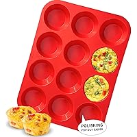 Walfos Silicone Muffin Pan - 12 Cups Regular Silicone Cupcake Pan, Non-stick Silicone Great for Making Muffin Cakes, Tart, Br