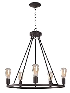 Kenroy Home Hixon 5 Light Chandelier 24.5-31.5 Inch Height, 23.5 Inch Width Graphite