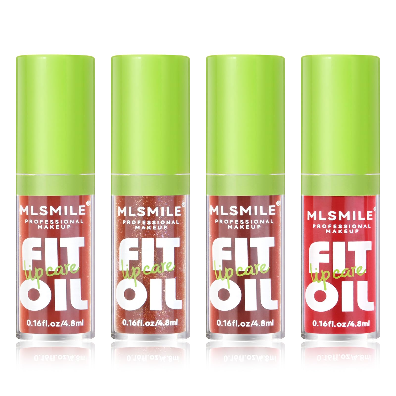 LOPHE 4Pcs Plumping Lip Oil Kit, Makeup Lip Gloss Set Crystal Jelly Lip Care Oil Long Moisturizing Lip Gloss Tinted Lip Oil Non-Sticky FInish, High-Shine, 12 Hours Hydrating Dark Liquid Lipsticks