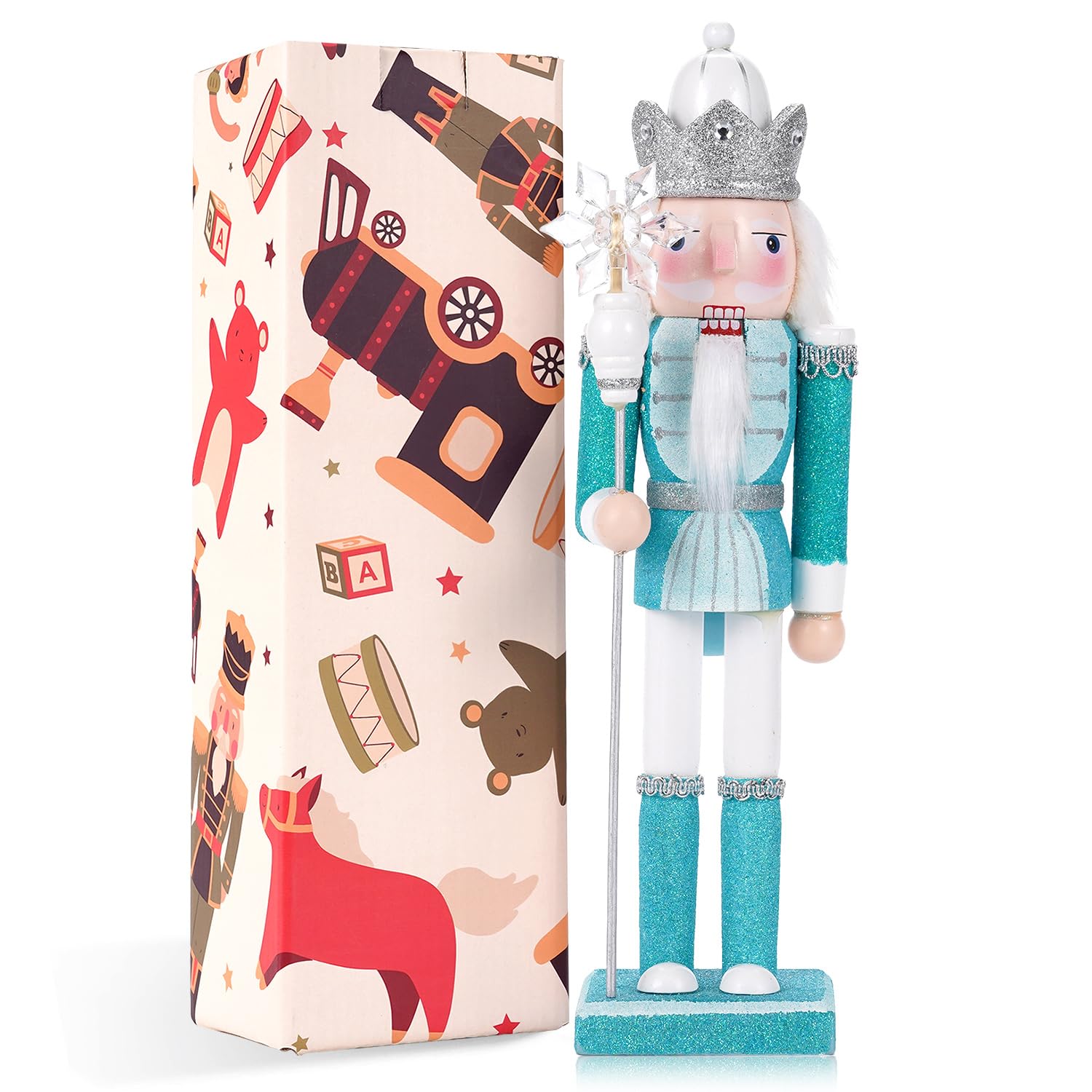 View 1 of 12" Christmas Decorations Nutcracker Ornaments,Traditional Wooden Nutcracker Figures Soldier,Festive Collectible Christmas Nutcracker Doll Gift forTable Desktop Fireplace