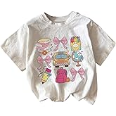 RoseSeek Toddler Girl's Graphic Print Tee Shirt Round Neck Short Sleeve T Shirts Summer Cute Trendy Tops