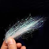 Tigofly 4g/Pack Pearl White Ice Dub 4inch Long Fly Tying Dubbing Materials | Synthetic Fiber, Minnow Fly Fishing, Fly Tying Materials