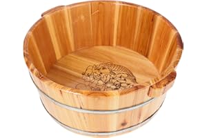 Veemoon Wood Foot Soak Bucket Portable Footbath Basin and Home Use Feet Washing Tub