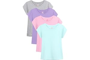 Gleeio 4 Pack Girls Shirts Cotton T Shirts Kids Crew Neck Tops Summer Short Sleeve Tees for Girls 2-18 Years