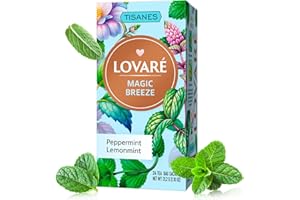 LOVARE Magic Breeze Herbal Tea – Refreshing Blend with Mint Leaves, Peppermint, lemonmint – Caffeine-Free, Light & Aromatic – 24 Tea Bags (1.3g Each) MAGIC BREEZE