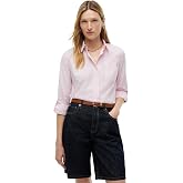 Tommy Hilfiger Women's Cotton Poplin Long Sleeve Button Down Shirt in Regular Fit with Roll Up Sleeve