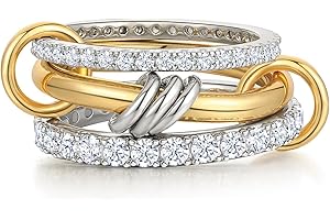 ZHESHY Gold Silver Rings for Women Non Tarnish 18K Gold Plated Stackable Rings Dainty Cubic Zirconia Rings Wedding Band Thumb