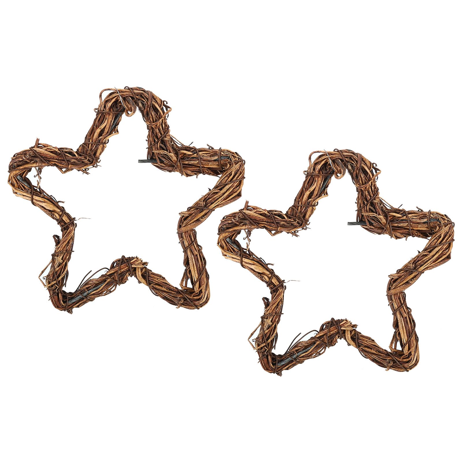 PATIKIL Star Rattan Wreath, 2Pcs 15CM Christmas Natural Vine Branch Wreath Garland Floral Ring Hoop for Door Window Hanging Decorations, Brown
