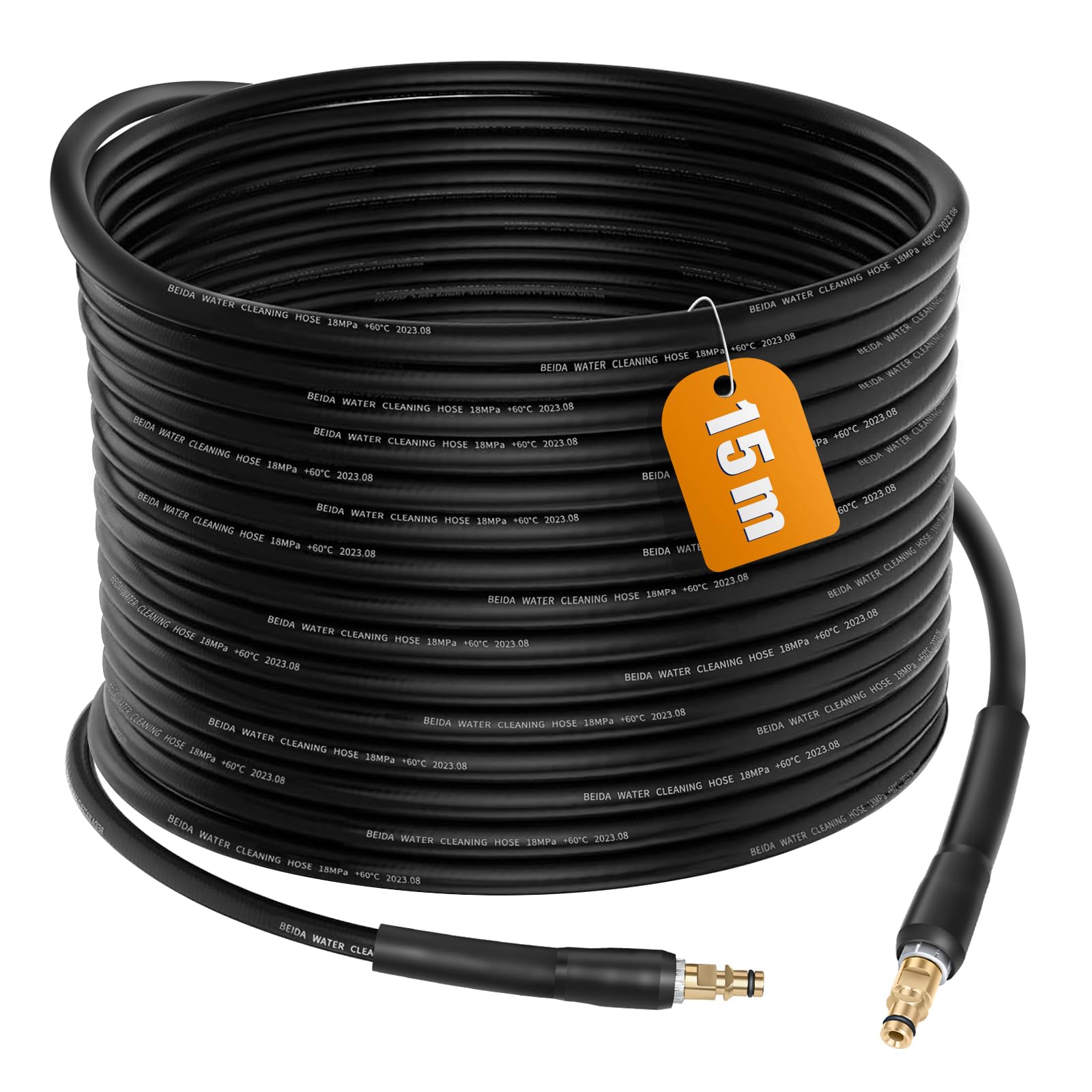 MoPei 15M High Pressure Replacement Hose for Karcher K2 K3 K4 K5 K6 K7 Pressure Washers with Quick Connect System, Anti Twist, 2610 PSI