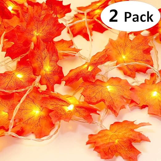 Amazon Com 2 Pack Thanksgiving Decoration 80 Led Maple Leaves