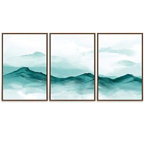 SIGNWIN 3 Piece Framed Canvas Wall Art Mountain...