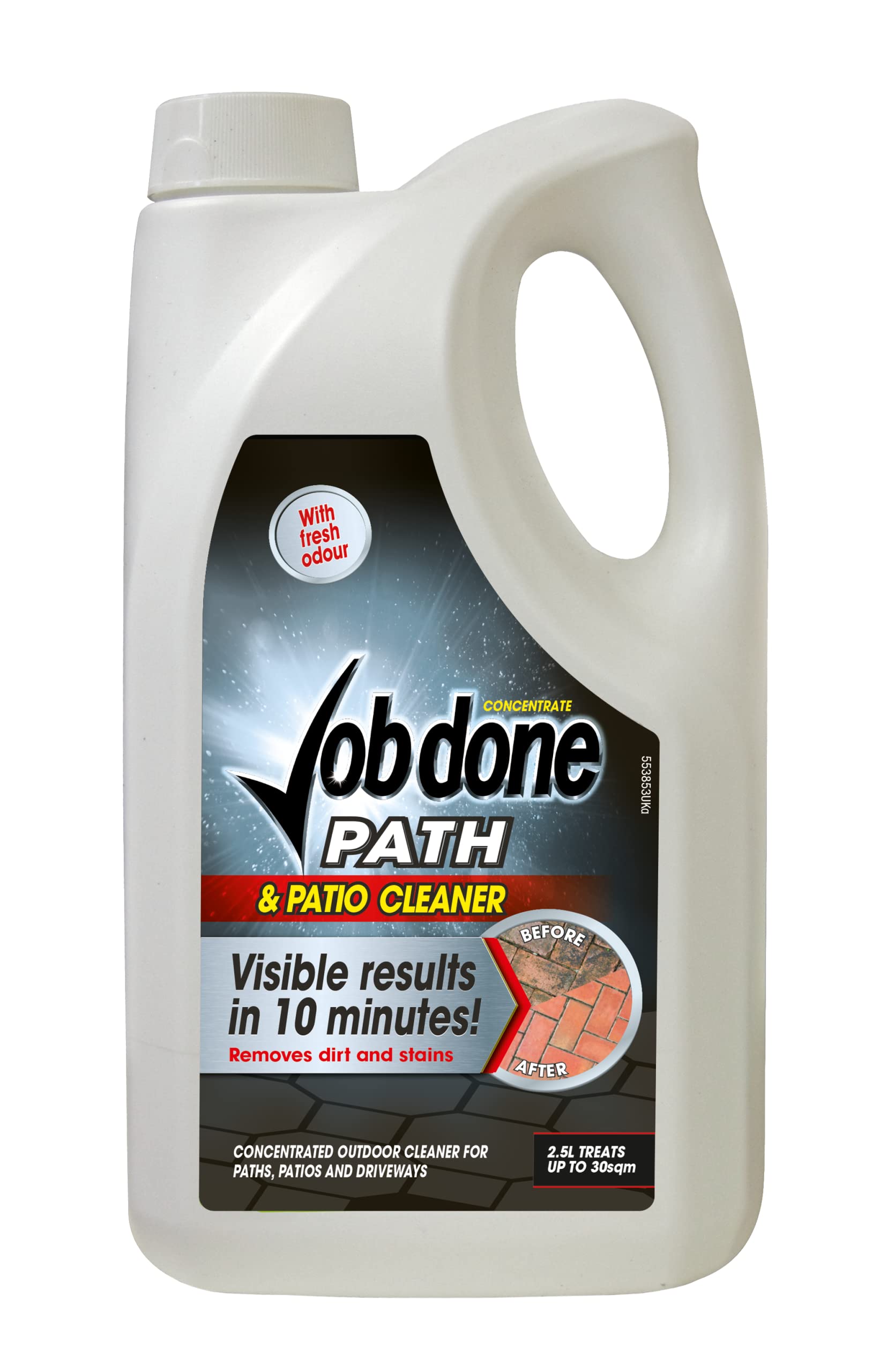 Job Done 86600266 Path & Patio Cleaner, 2.5L - Outdoor Floor Cleaner for Pavements, Patios and Driveways - Visible Results In 10 Minutes - Ready To Use Solution