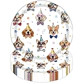 HiEnjoin 50Pcs Dog Party Plates, Disposable Puppy Print Plates Dog Themed Plates for Picnic Pet Party Decorations Puppy Birthday Supplies