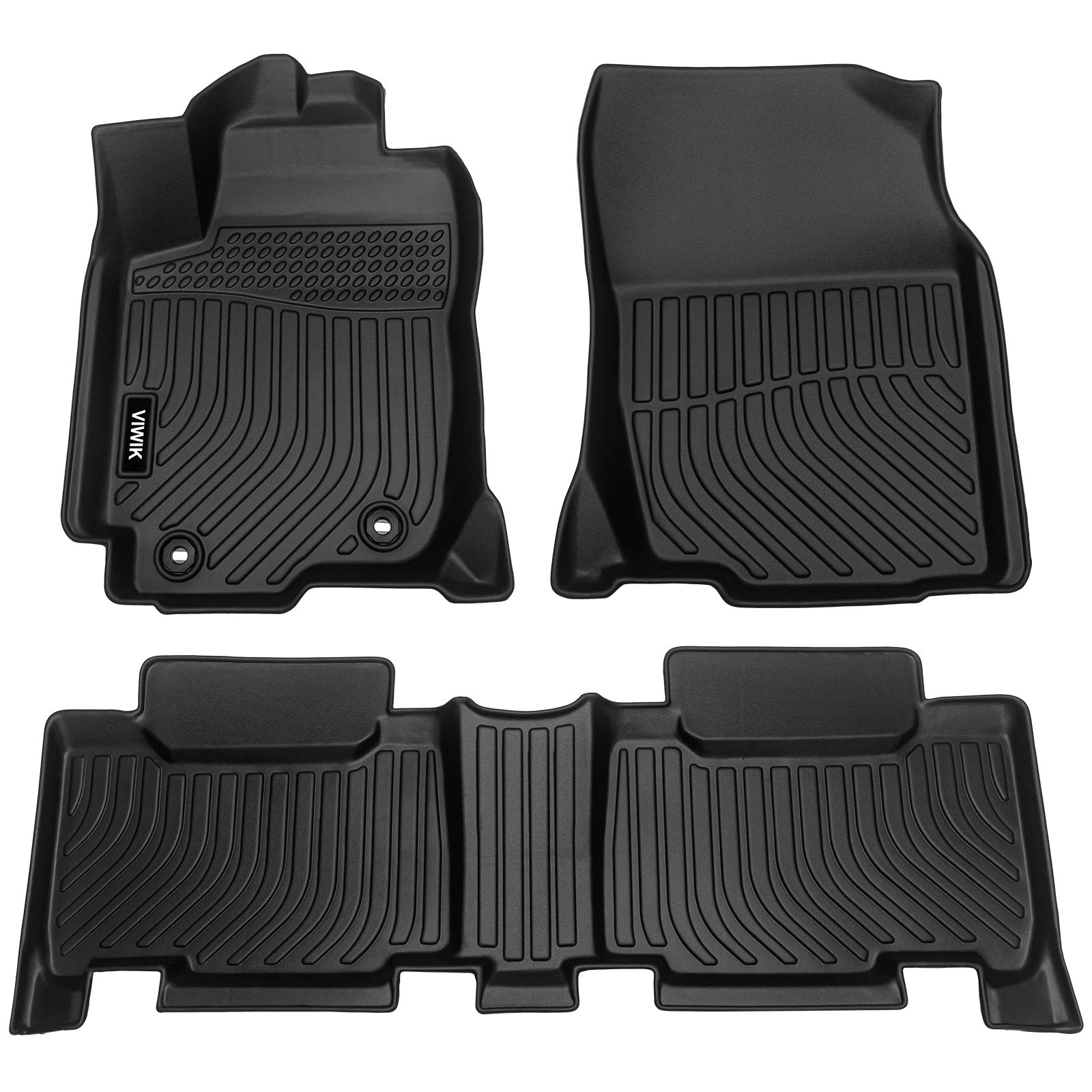 VIWIK Floor Mats for Toyota Rav4 2013-2018 (Not for Hybrid), Car Mats All Weather Custom Floor Liners Full Set Include 1st and 2nd Row Front & Rear, Automotive Floor Mats TPE Black Image