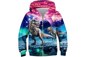 uideazone Kids Boys Girls Zip Up Hoodie 3D Printed Hooded Sweatshirt Hoody Coat with Pocket 6-14 Years