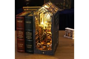 Tzgsonp 3D Wooden Puzzle Bookends, DIY Book Nook Kit, Magic Book House Model Building Kit Insert Decor with Sensor Light, Stand Bookshelf for Home Decorative Books Ornaments (Detective Famous Agency)