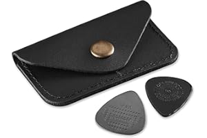 GMAKIN Leather Guitar Pick Holder, Guitar Pick Holder Case Bag, Plectrum Case Bag, Pick Cover, Gift for Guitar Players (Black)