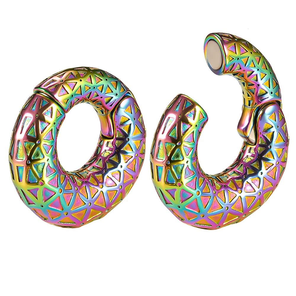 KOOBODY 0g(8mm) Stainless Steel Magnetic Ear Hanger Weight for Stretching Ear Lobe Women Men Dangle Plugs Tunnels Body Piercing Jewelry Kit